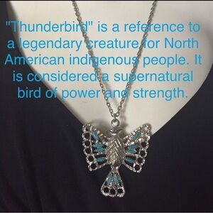 Vintage Needlepoint Turquoise Thunderbird Necklace